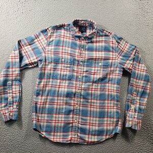 J Crew Shirt Men's Medium Flannel Button Up Plaid Long Sleeve Casual 100% Cotton